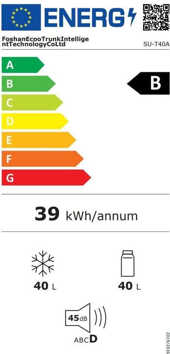 Energie-Label Koor Kompressor-Kühlbox ARC 40 L, Stromversorgung (40 l)