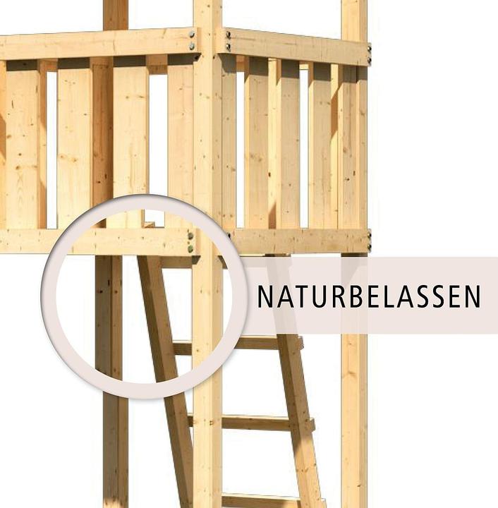 Actual product image Akubi Karibu children's play tower "Lotti" SET made of Nordic spruce, natural finish with swing extension