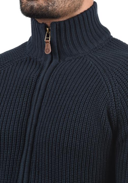 Actual product image Solid Xenos Men's Cardigan Chunky Knit Jacket With Funnel Neck Made Of 100% Cotton (XL)