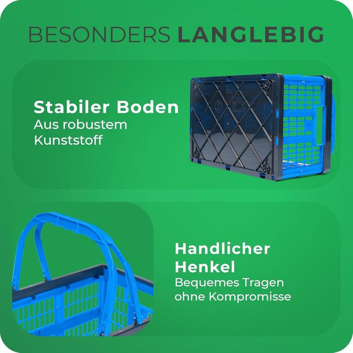 Actual product image Novaliv Klappbox Blau 2er Set - 16L Faltkorb mit Henkeln - Vielseitiger Einkaufskorb - Praktische Au (16 l)