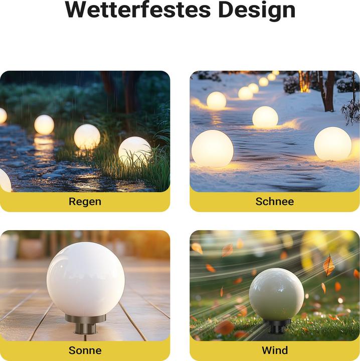 Produktbild Wiltec Kugelleuchte Ø30cm mit Erdspiess Gartenleuchte Kugellampe Aussenleuchte (E27, IP44)