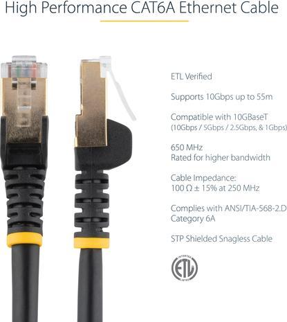 Produktbild StarTech .com 6ASPAT7MBK Patchkabel CAT6a (7 m, schwarz, RJ45-Snagless-Steckverbinder, CAT6a-STP-Kabel, Kupfe (S/UTP, CAT6a, 7 m)