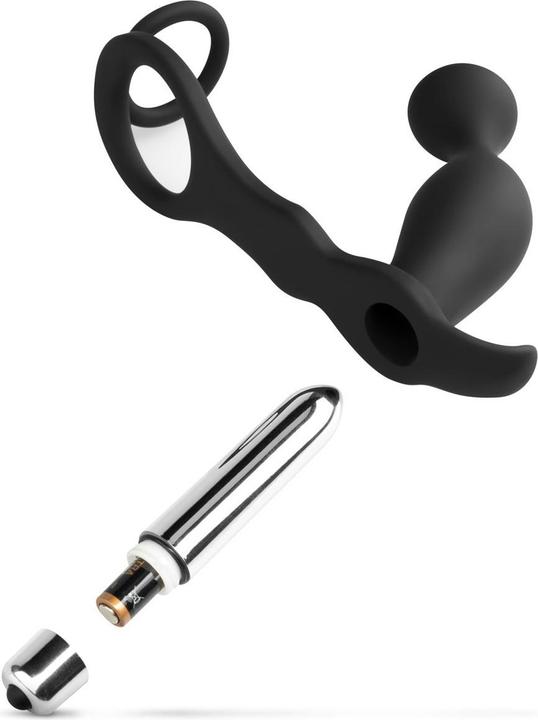 Image du produit Easytoys Plug Anal Vibrant avec Cockring et Bague de Testicules - Noir
