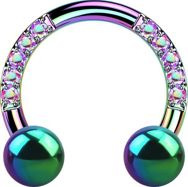 Produktbild Star Piercing Micro Circular Barbell farbig Kristalle mit zwei Kugeln (Titan G23, ohne Messing)