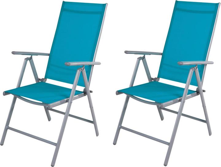Produktbild Mojawo 2er Set Garten Klappstuhl Aluminium - Textilen Silbergrau/Petrol