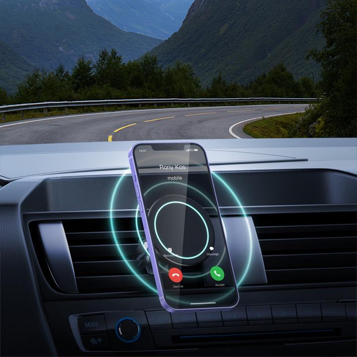 Actual product image Crong Carclip Magnetic - Magnetyczny uchwyt samochodowy MagSafe (czarny)