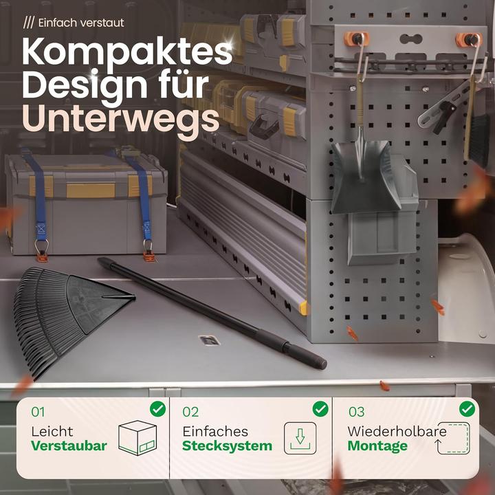 Actual product image Novatool Laubbesen mit Teleskop-Stiel bis 152cm, Laubfeger mit 30 Kunststoff-Zinken, Rechen Arbeitsb