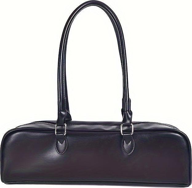 Actual product image Only-Bags.Store Classic retro baguette bag, PU leather long handbag with zip, fashionable purse