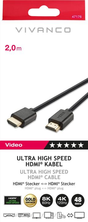 Actual product image Vivanco Ultra High Speed HDMI Cable (2 m, HDMI)