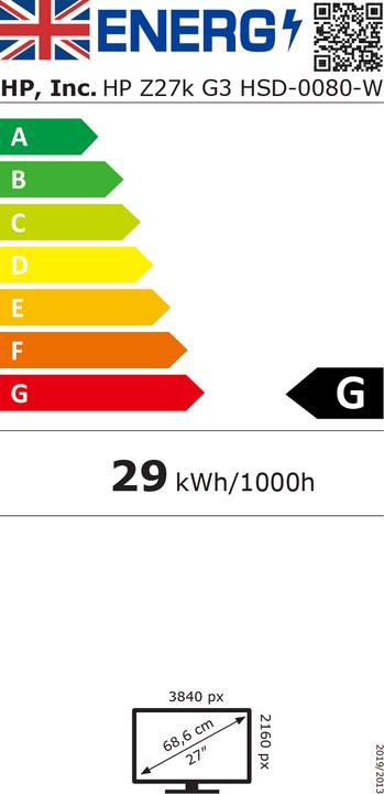 Energy Label HP Z27k G3 (3840 x 2160 Pixels, 27")