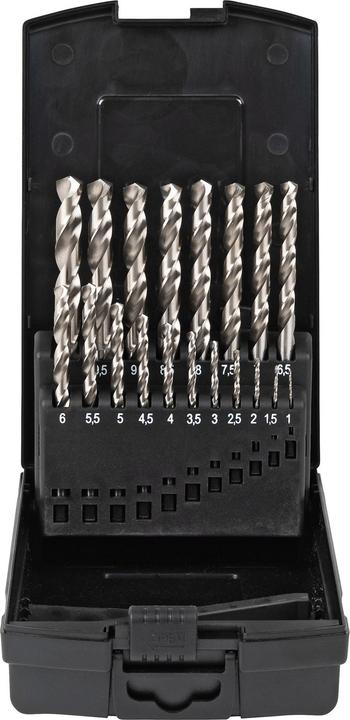 Produktbild Stier Spiralbohrer-Set Standard DIN 338 HSS-G 1-10mm 19-teilig in Kassette (1,0 bis 10,0 mm (in 0,5 mm Schritten))