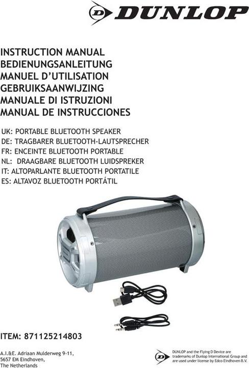 Actual product image Dunlop Speaker BT portable 20W PVC