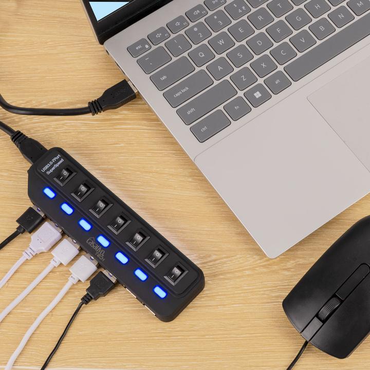 Produktbild Casativo Aktiver USB 3.0 Hub für bis zu 7 Geräte, USB A, einzeln schaltbar (USB-A, 7 Ports)