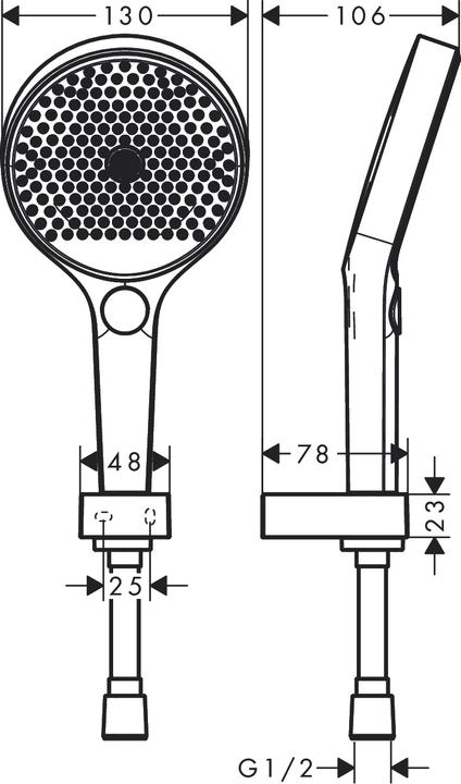 Produktbild hansgrohe Rainfinity Duschkopfhalterungset 130 mit Duschschlauch 160 cm (3 Strahlarten, 14 l/min)