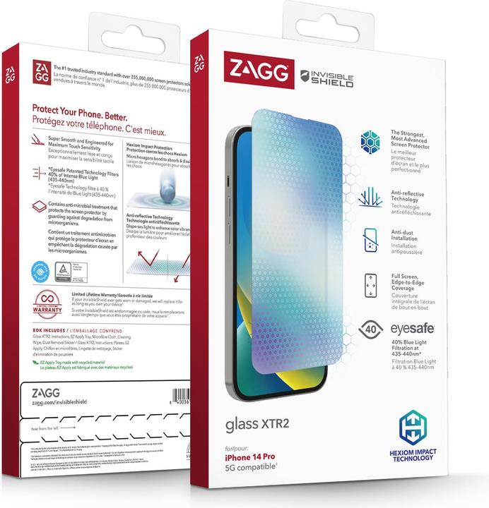 Actual product image Zagg Glass XTR2 (1 Piece, Apple iPhone 14 Pro)