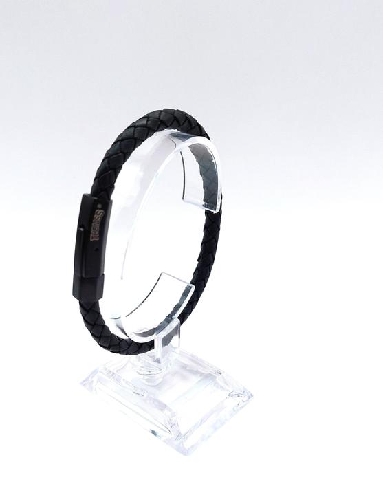 Produktbild Thomss Lederarmband No.22 Unisex Leder Schwarz & Edelstahlverschluss Umfang 21cm (21 cm, Edelstahl, 100% Leder)