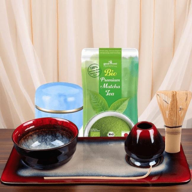 Actual product image Calimatcha Tea set agate with 30g matcha tea tray gift idea