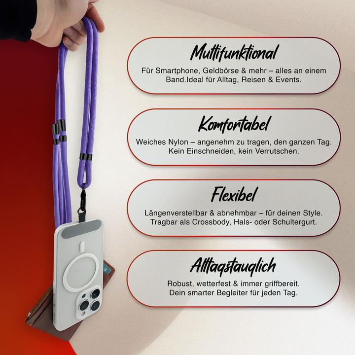 Actual product image Nalia HoldMe Lanyard Handykette - Universal Trageband für Smartphones - Verstellbar, Soft & Elastisch