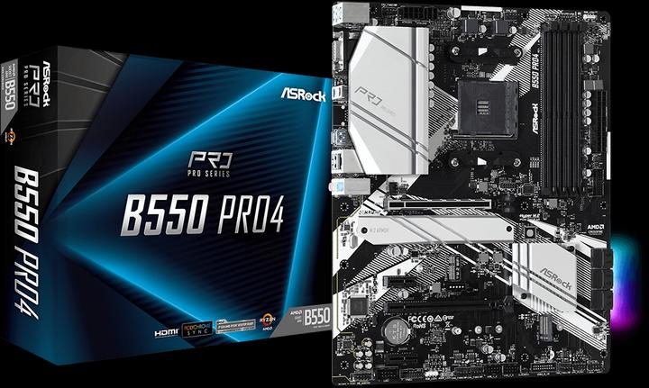 Actual product image AsRock B550 Pro4 (AM4, AMD B550, ATX)