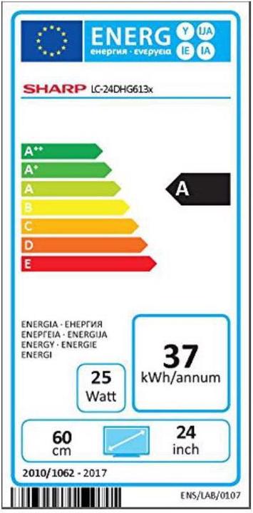 Label énergétique Sharp LC-24DHG6132E (24", LCD, WXGA, 2019)