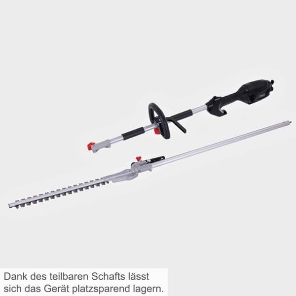 Produktbild Scheppach 1000 W Elektro-Teleskop-Heckenschere inkl. Schultergurt (Elektroheckenschere)