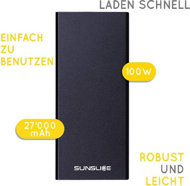 Produktbild Sunslice Externer Akku "Gravity 27" (27000 mAh, 100 W)