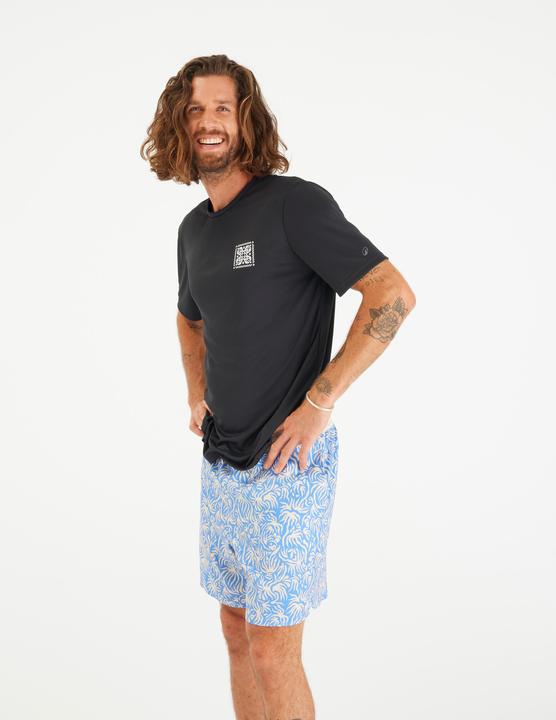 Olaian UV-Shirt Surfen Herren UV-Schutz UPF50+ Blackflower schwarz (M)
