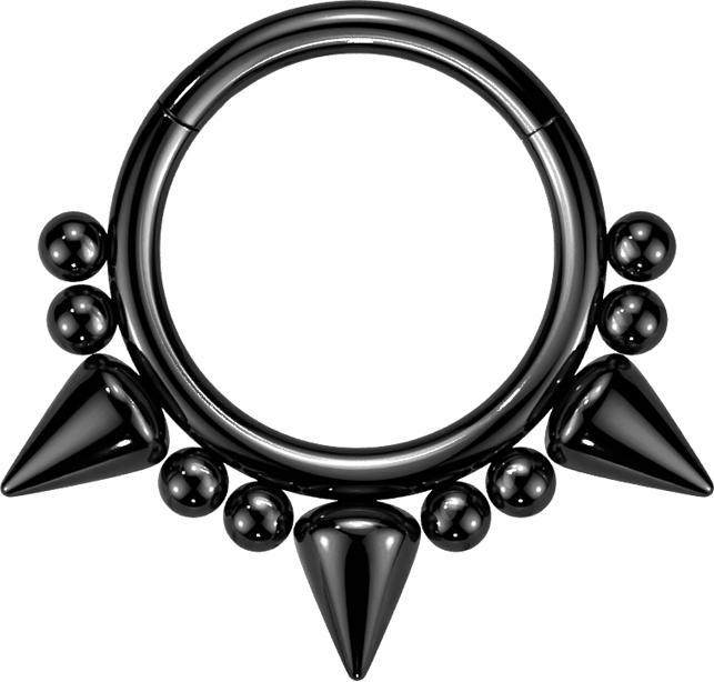 Actual product image Star Piercing Micro segment ring foldable black three cones and eight balls (Surgical steel 316L, without brass)
