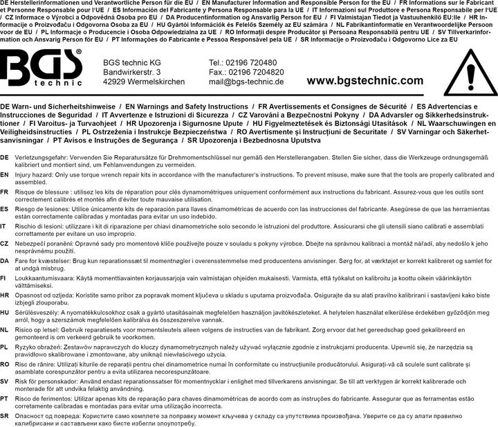 Immagine prodotto BGS Kit di riparazione per chiave dinamometrica per art. 969, 990