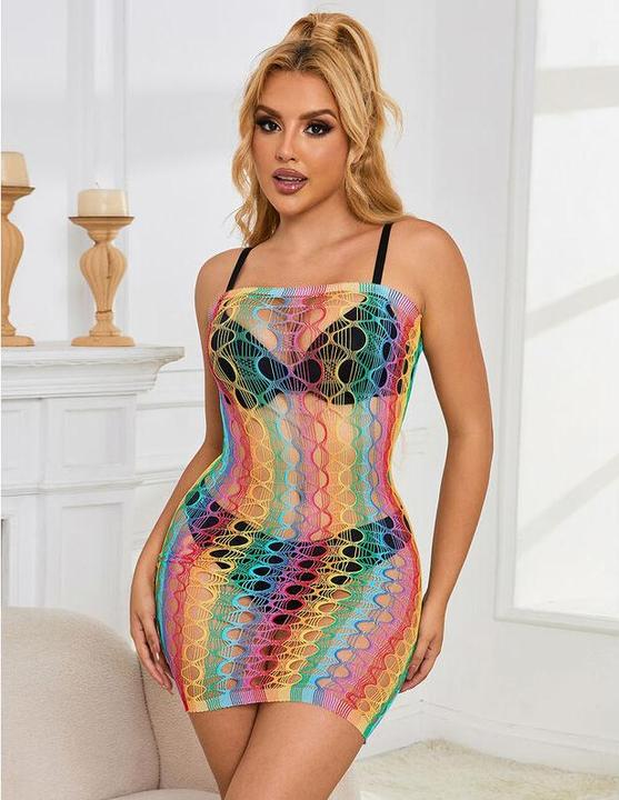 Image du produit Subblime 952365 Rainbow Bodystocking en filet avec épaules libres Une taille (Taille unique)