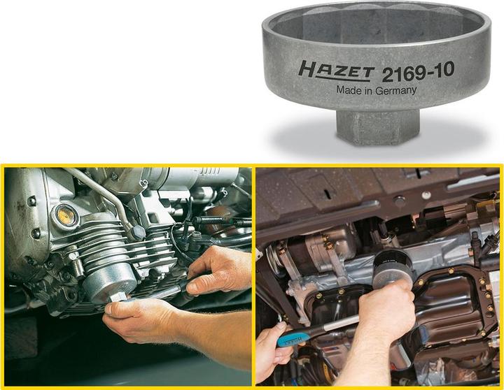 Produktbild HAZET Ölfilter-Schlüssel 2169-10 ∙ Vierkant10 mm (3/8 Zoll) ∙ Aussen 14-kant Profil ∙ 82 mm