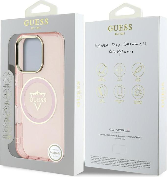Image du produit Guess Hardcase MagSafe IML Metal Mountain Logo Case for iPhone 16 Pro 6,3" Pink (Apple iPhone 16 Pro)