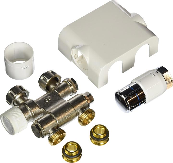 Actual product image Oventrop OV Bathroom radiator connection set 7 flow/return connection white