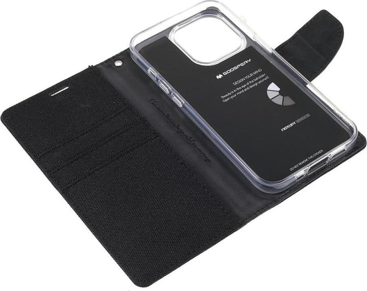 Actual product image iPhone 13 Pro Max - Canvas Fabric Leather Case Black (Apple iPhone 13 Pro Max)