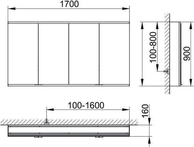 Immagine prodotto Keuco Armadio a specchio ROYAL MODULAR 2.0 larghezza 1700mm altezza 900mm profondità 160mm