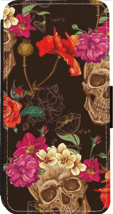 Actual product image PhoneLook Cover Wallet black Skulls and flowers (Apple iPhone 14 Pro Max)