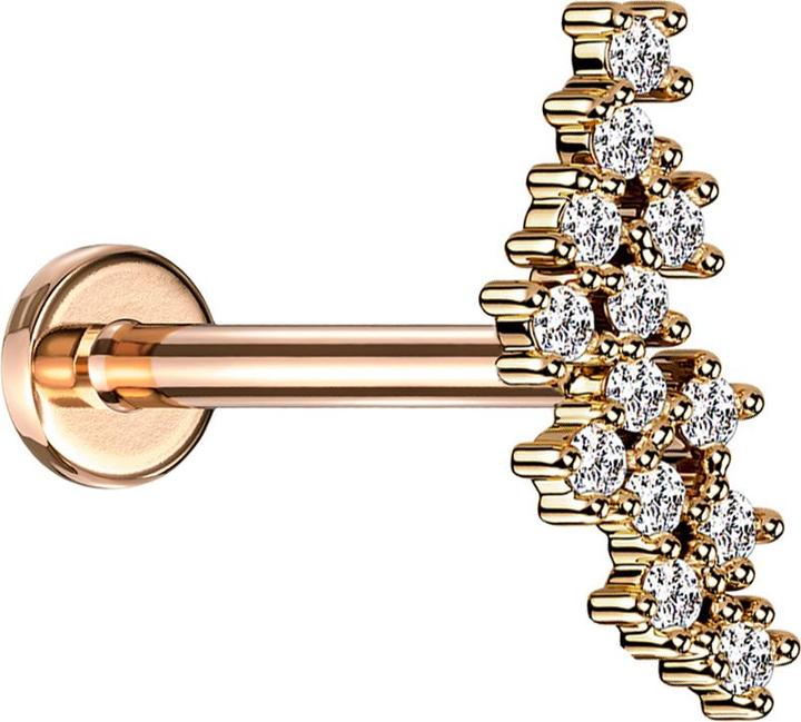 Image du produit Star Piercing Micro Labret femelle or rose groupe avec cristaux argentés (Acier chirurgical 316L, Laiton)