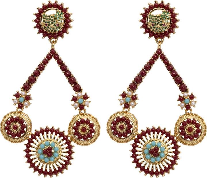 Image du produit Uzurii Amazon Ibiza Boucles d'oreilles Rouge (Argent massif de 925)