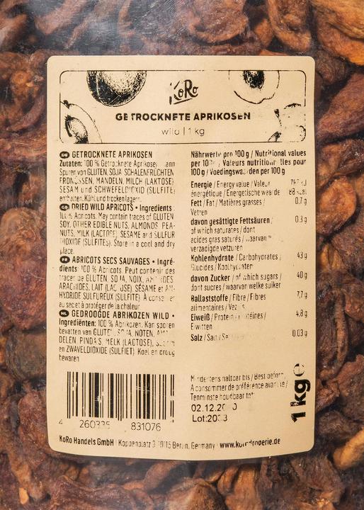 Image du produit KoRo Moitiés d'abricots séchés et non soufrés (1000 g)