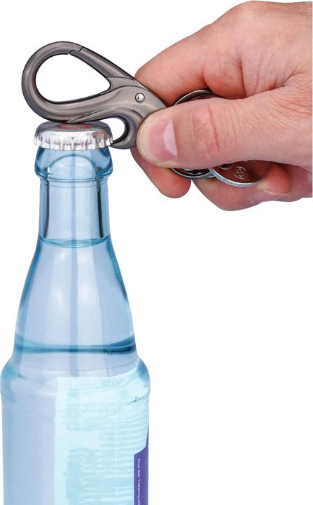 Image du produit Troika DROP Porte-clés avec 2 anneaux, mousqueton, ouvre-bouteille, gunmetal