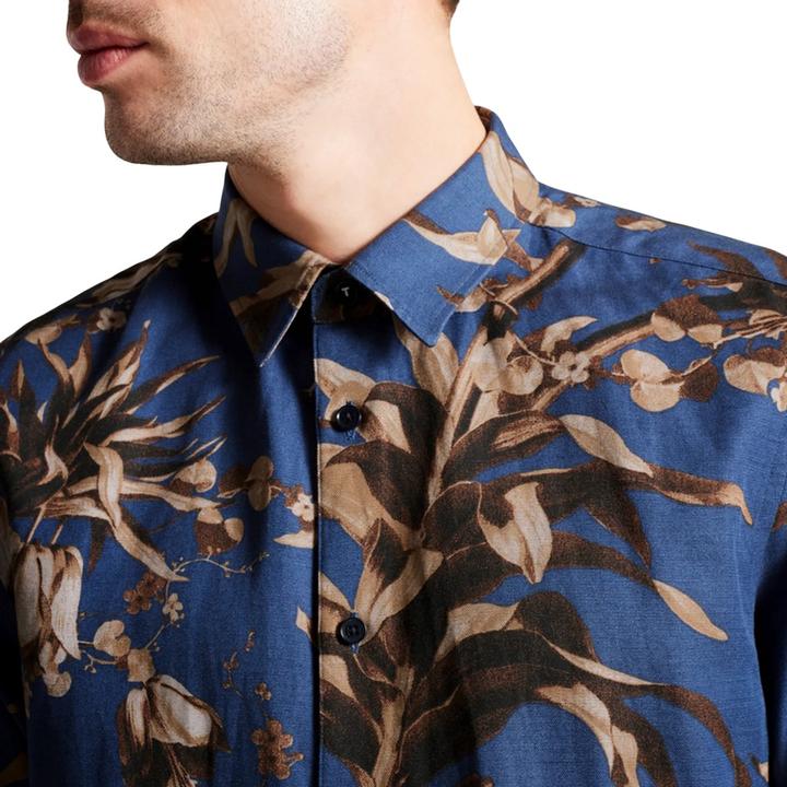 Actual product image Ted Baker Unisex Adult Belmar Linen Blend Short-Sleeved Shirt (M)