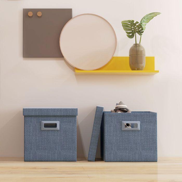 Image du produit Swisshandel24 Aufbewahrungsbox 2er-Set Stapelbare Aufbewahrungswürfel für Wohnzimmer, Blau (30 x 30 x 29 cm, 26 l)
