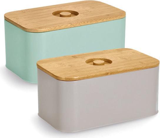 Actual product image Zeller Present Bread bin w. bamboo lid, metal, mint