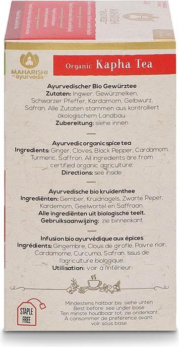 Valeurs nutritives et ingrédients Maharishi Ayurveda Thé Kapha Épices Thé (22.50 g)