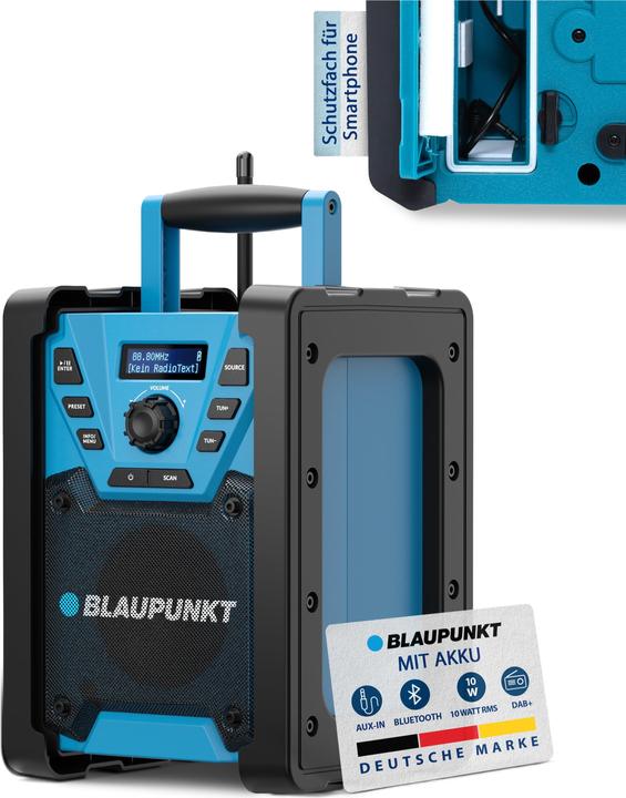 Produktbild Blaupunkt Baustellenradio mit DAB+ und Akku | BSR 300 (DAB+, UKW, Bluetooth)