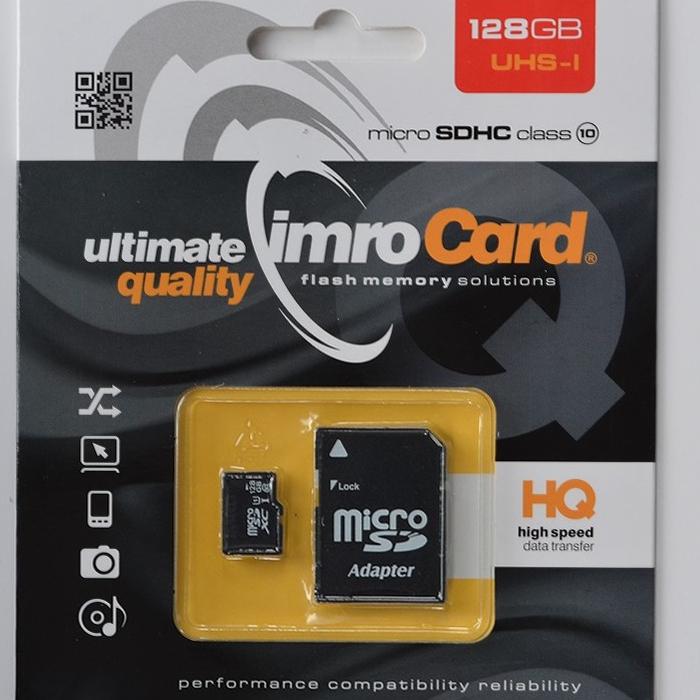 Actual product image IMRO MICROSDXC 10/128GB UHS-3 ADP Memory card Class 10 (128 GB, microSDXC, U3, UHS-III)