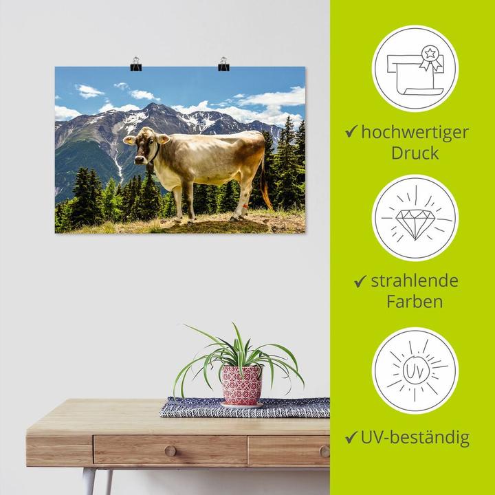 Image du produit Artland Tableau sur toile Vache de montagne dans les Alpes en été T1NN (60 x 40 cm)