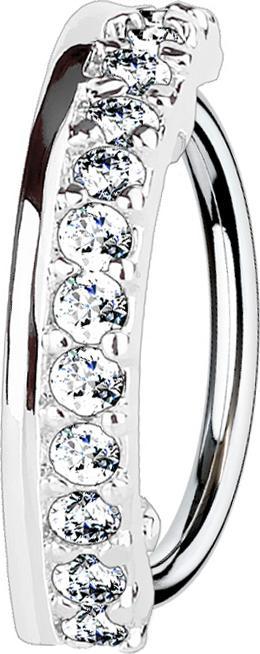 Actual product image Star Piercing Micro Piercing Ring silver semicircle with thirteen crystals (Brass, Surgical steel 316L)