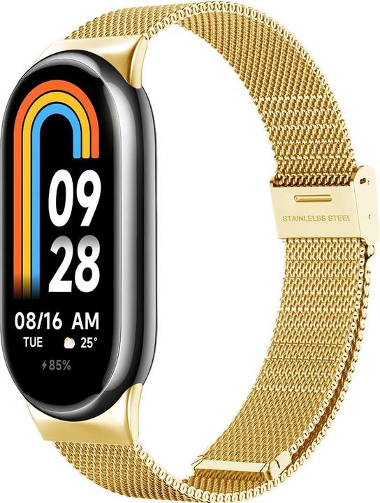Produktbild Techsuit - Watchband 15mm (W022) - Xiaomi Mi Band 8 / 8 NFC / 9 / 9 NFC - Gold (Edelstahl)