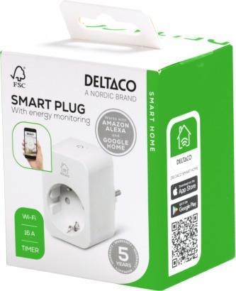 Productafbeelding Deltaco Smart Home stekker verbruiksmonitor 16A wit